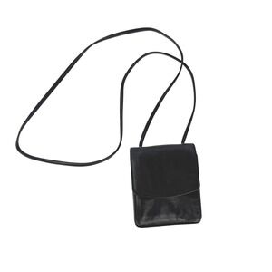 DEREK ALEXANDER Vtg 90’s Black Leather Mini Crossbody Wallet Belt Bag Travel